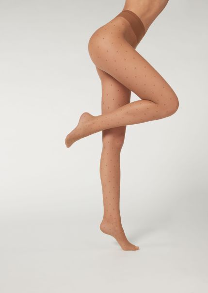Calzedonia 3783 Pois Nude 6 Sheer Polka Dot Tights Women Efficient Sheer Tights