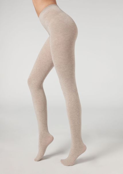 Soft Modal And Cashmere Blend Tights Reliable Women 1084 Natural Melange Opaque Tights Calzedonia
