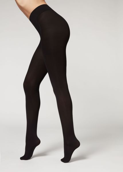 Women 100 Denier Total Comfort Soft Touch Tights Calzedonia 019 Black Refined Opaque Tights