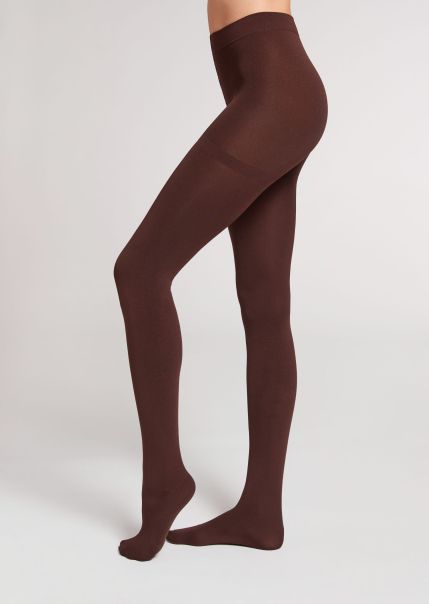 Calzedonia Women Thermal Super Opaque Tights 848 Dark Brown Opaque Tights Comfortable