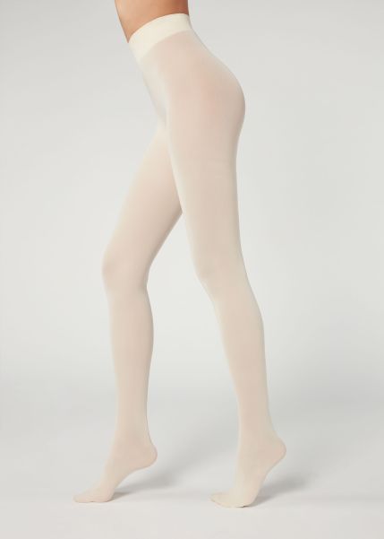 Money-Saving 062 White Ivory Women Calzedonia Opaque Tights 50 Denier Total Comfort Soft Touch Tights