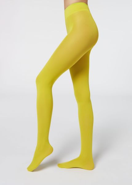 Women 5350 Lime Yellow 50 Denier Total Comfort Soft Touch Tights Convenient Calzedonia Opaque Tights