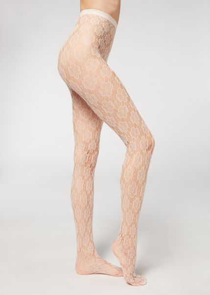 Beauty Patterned Tights Floral-Motif Fishnet Tights 5249 Cord Mesh Floral Women Calzedonia