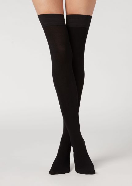 Stockings Women Bespoke 019 Black Cashmere Thigh-Highs Calzedonia