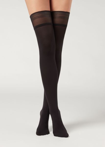 Stockings Calzedonia Women Online Opaque Soft Touch Thigh-Highs 019 Black