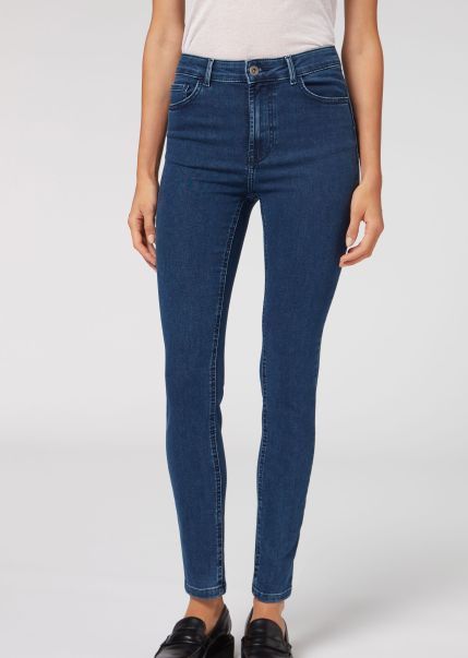 High Waist Soft Touch Skinny Push Up Jeans Jeans Women Quality Calzedonia 5098 Medium Denim Blue