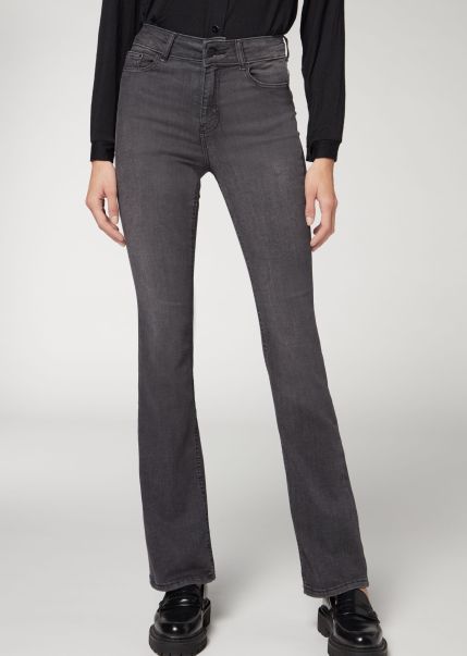 Jeans 5116 Gray Jeans Calzedonia Super Flex Denim High Waist Bootcut Jeans Retro Women