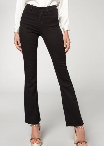 Women Super Flex Denim High Waist Bootcut Jeans Personalized Calzedonia 3293 Black Denim Jeans