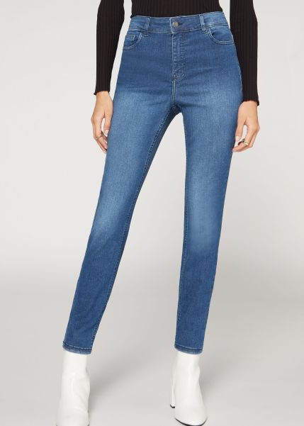 Jeans Super Flex Denim High Waist Superskinny Jeans Calzedonia 3210 Blue Denim Clearance Women