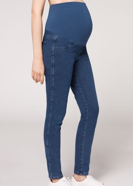 3210 Blue Denim Jeans Sleek Women Calzedonia Maternity Jean Leggings