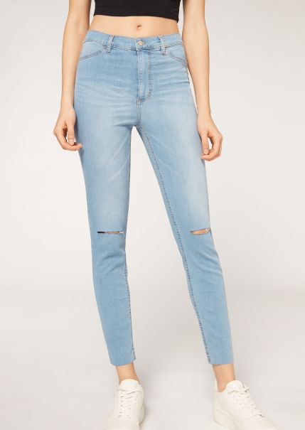 High-Waist Skinny Jeans Women 5224 Light Denim Blue Ergonomic Calzedonia Jeans