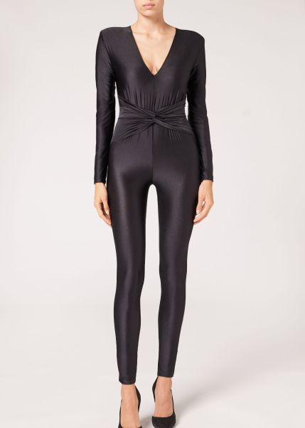 Calzedonia Jumpsuits & Short Shorts Women Latest Super Shiny Skinny Full Body Tights 019 Black