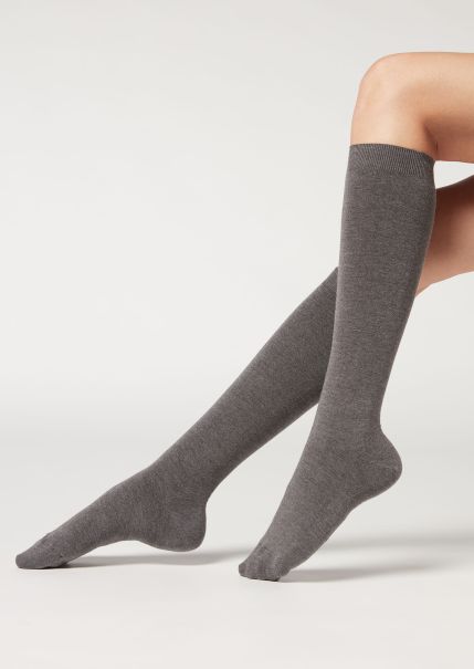 Long Socks Refined Calzedonia 042 Mid Grey Blend Women Long Socks With Cashmere