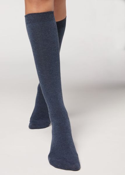 Long Socks 767 Dark Denim Blue Women Best Long Socks With Cashmere Calzedonia