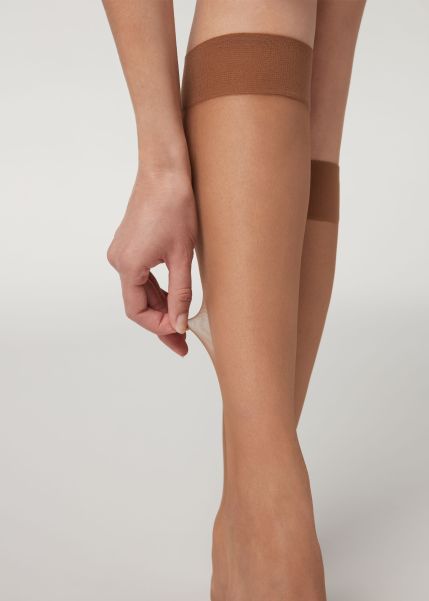 Calzedonia Cheap 8 Denier Sheer Comfort Cuff Knee-Highs Long Socks Women 1287 Nude 8 - Tropical