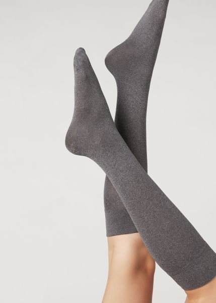 60 Denier Microfiber Knee-Highs Women Long Socks Premium 910 Mid Grey Blend Calzedonia
