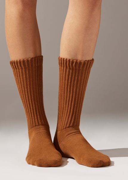 9962 Terracotta Women Calzedonia Revolutionize Short Socks Soft Ribbed Short Socks