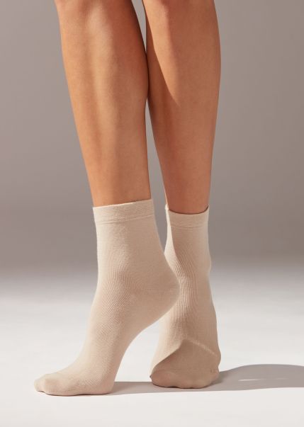 Short Socks With Trimmed Cuffs Calzedonia 9985 Natural Ginger Proven Women Short Socks