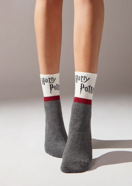 Calzedonia Harry Potter Short Sport Socks Women Unique 9851 Gray Harry Potter Logo Short Socks