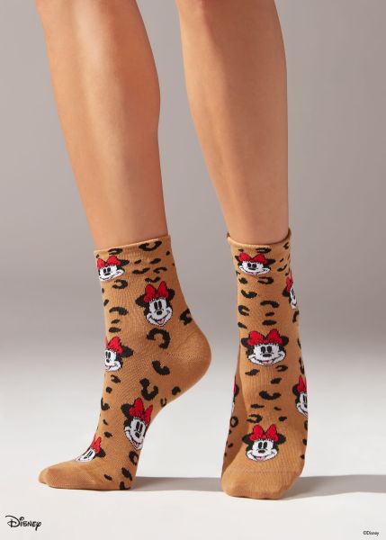 Women 9822 Disney Brown Glitter Animal Animal Print Disney Short Socks Deal Short Socks Calzedonia