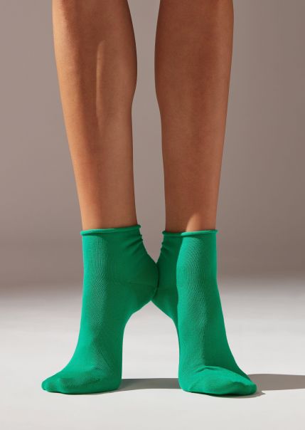 Modern Short Socks Calzedonia Cuffless Short Socks In Cotton 9766 Bright Green Women