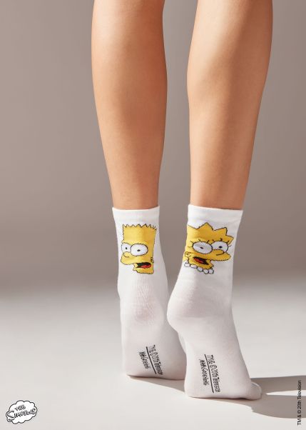 Calzedonia The Simpsons Short Socks Sale Women Short Socks 9931 The Simpsons White Couple
