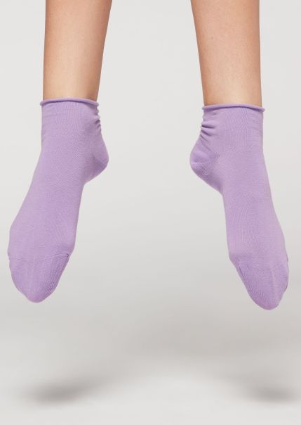 Cuffless Short Socks In Cotton Women Genuine Calzedonia Short Socks 9764 Deep Lilac