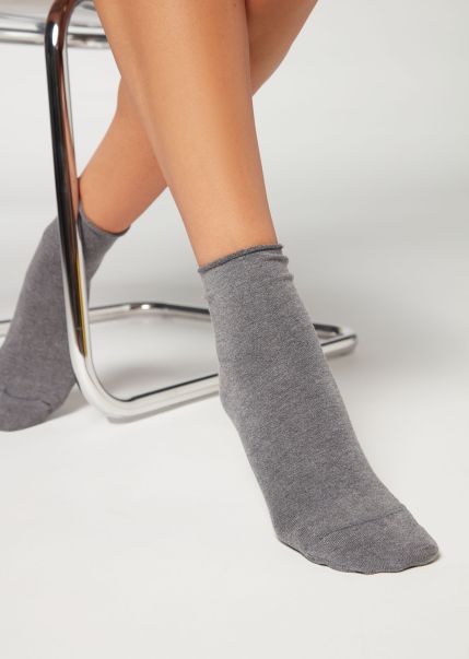 Short Socks Perfect Calzedonia Cuffless Cashmere Short Socks 042 Mid Grey Blend Women