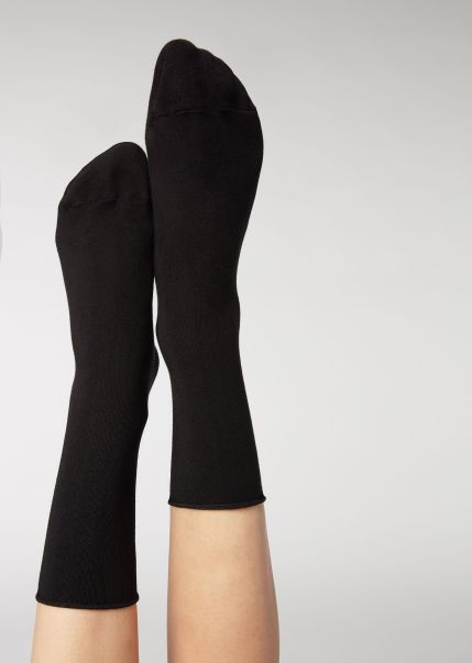 Calzedonia Free 019 Black Short Socks Women Ankle Socks With Cashmere