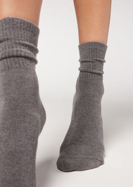 Calzedonia 042 Mid Grey Blend Practical Cashmere Sport Short Socks Short Socks Women