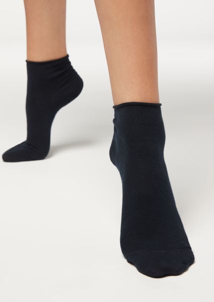 Cuffless Short Socks In Cotton Short Socks Calzedonia Women Maximize 016 Blue