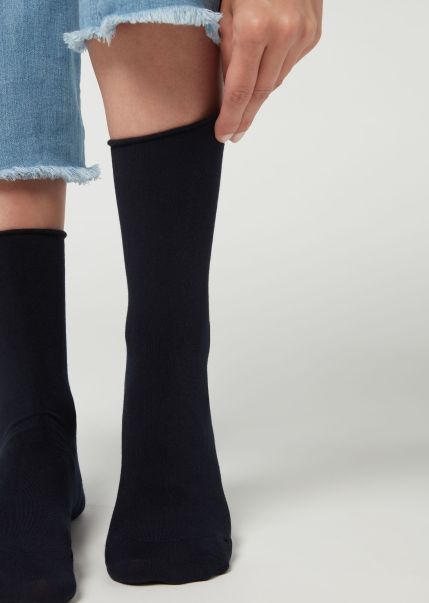 Women Calzedonia Ankle Socks With Cashmere Distinctive 016 Blue Short Socks
