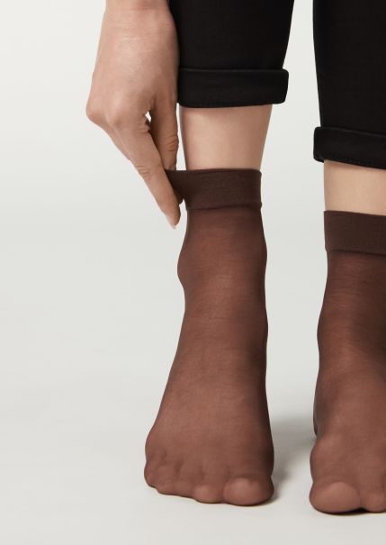 Short Socks Women Calzedonia 038 Nude 11 - Mocha Artisan 20 Denier Sheer Socks