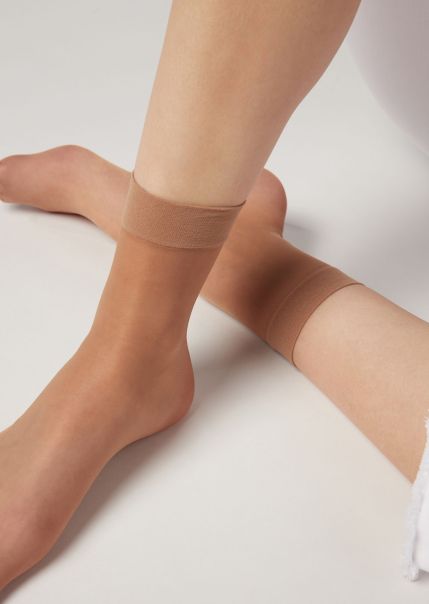Ergonomic 20 Denier Sheer Socks 009 Nude 6 - Elixir/Caramel Women Short Socks Calzedonia