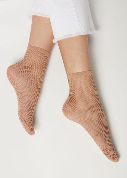 Calzedonia Convenient 3911 Natural Mesh Women Short Socks Mesh Socks