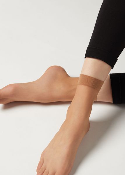 Women 8 Denier Ultra Sheer Socks Price Meltdown Calzedonia 315 Nude 7 - Bronze Short Socks