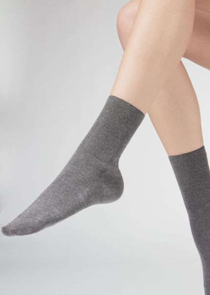 Short Socks Short Socks In Cotton With Cashmere 042 Mid Grey Blend Women Calzedonia Hygienic