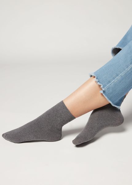 910 Mid Grey Blend Calzedonia Short Socks Women 50 Denier Soft Touch Socks Mega Sale
