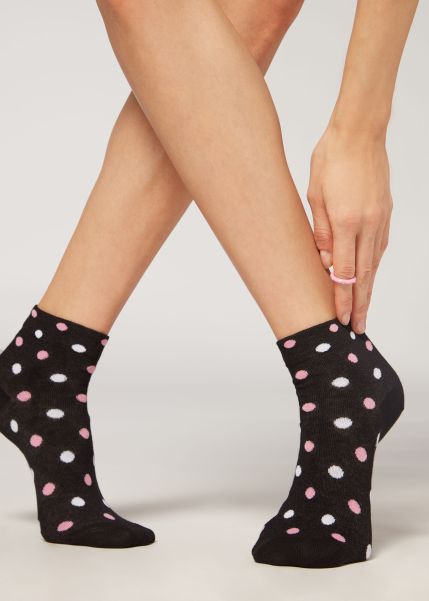 Short Socks Calzedonia Polka Dot Pattern Short Socks 9661 Black Dot Intuitive Women