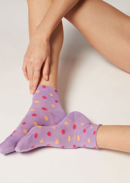 9662 Lilac Dot Polka Dot Pattern Short Socks Calzedonia Women Short Socks Premium