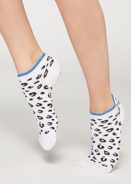 Women Checkered No-Show Socks Purchase Calzedonia 9703 White Animal No-Show Socks