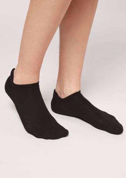 No-Show Socks Calzedonia Unisex Cotton No-Show Socks Shop Women 019 Black