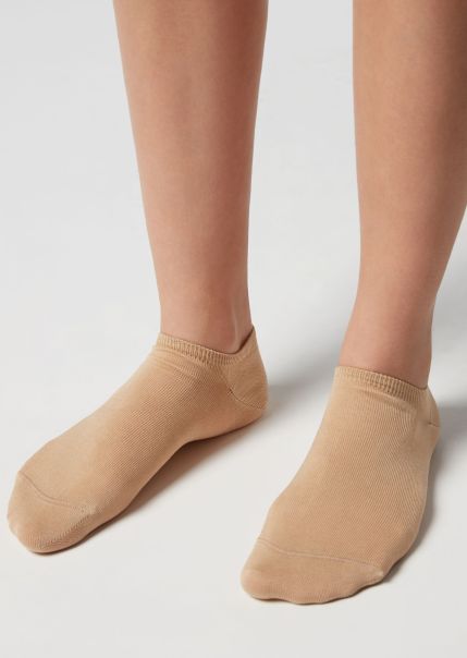 Unisex Cotton No-Show Socks Women No-Show Socks Optimize 412 Sand-Colored Beige Calzedonia