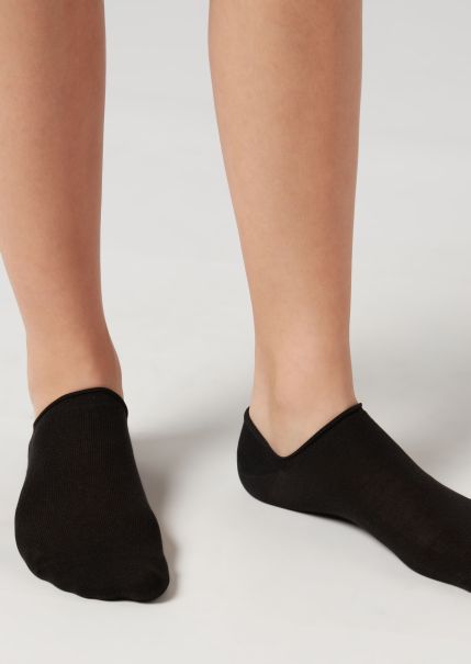 Women No-Show Socks Unisex Cotton No-Show Socks 019 Black Elegant Calzedonia