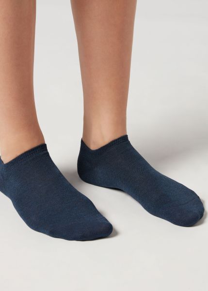 Safe No-Show Socks 120 Denim Women Calzedonia Unisex Cotton No-Show Socks