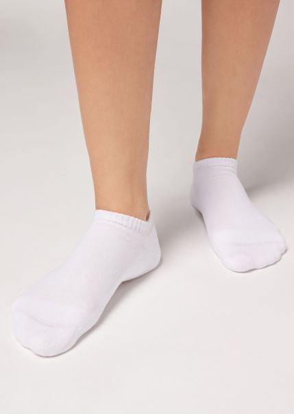 001 White Unisex Cotton No-Show Socks Tailored Women Calzedonia No-Show Socks
