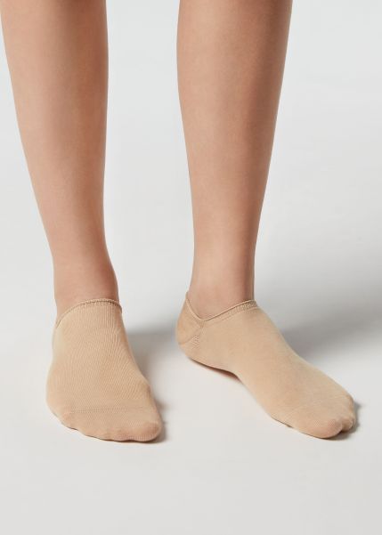 412 Sand-Colored Beige Revolutionize Calzedonia No-Show Socks Unisex Cotton No-Show Socks Women