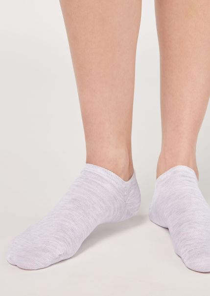 Women 825 Light Gray Melange Unisex Cotton No-Show Socks Calzedonia Offer No-Show Socks