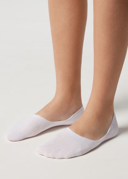 Fashionable Invisible Socks Women Calzedonia 001 White Unisex Cotton Invisible Socks