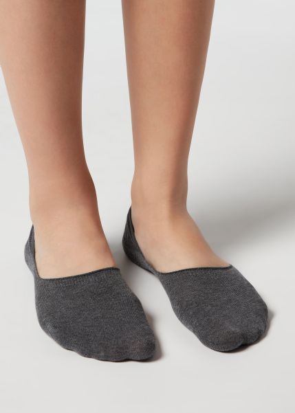 042 Mid Grey Blend Unisex Cotton Invisible Socks Women Sale Invisible Socks Calzedonia